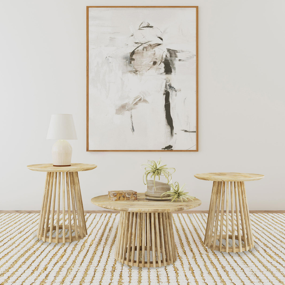 Coaster Furniture Touhy 710608-S3 3-piece Round Coffee and End Table Set - Natural Mango IMAGE 2