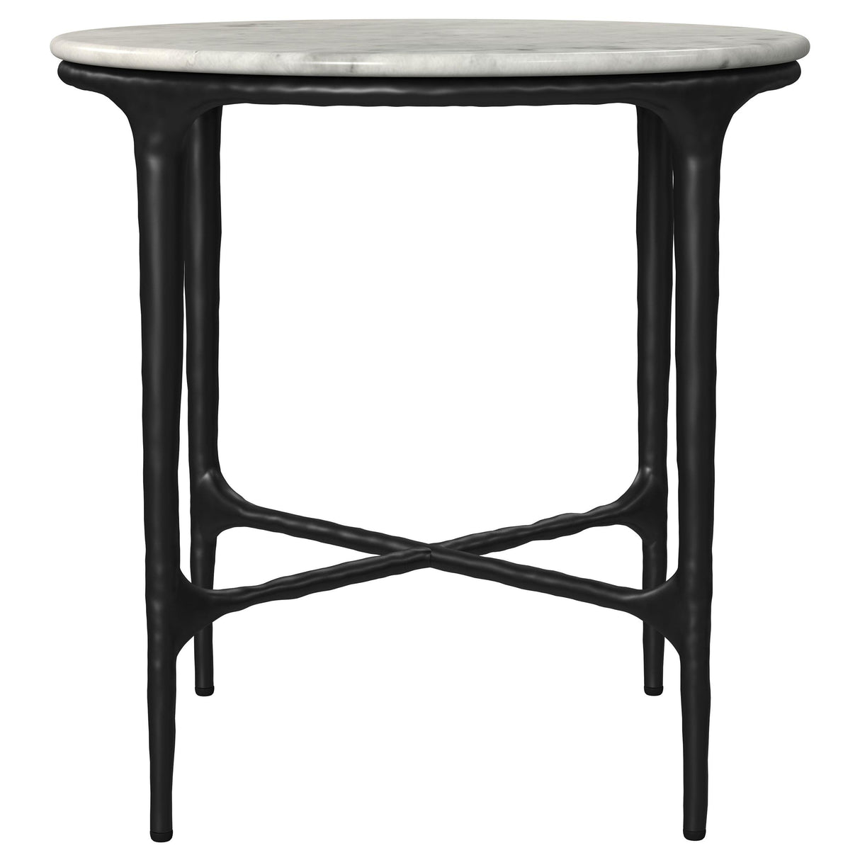 Coaster Furniture Hermas 710737 Round Genuine Marble Top Metal Side Table - White IMAGE 2