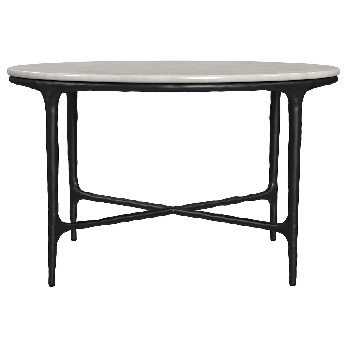 Coaster Furniture Hermas 710738 Round Genuine Marble Top Metal Coffee Table - White IMAGE 2