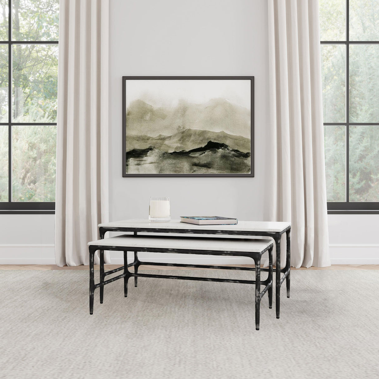 Coaster Furniture Ebby 710740 2-piece Genuine Marble Top Nesting Coffee Tables - White IMAGE 2
