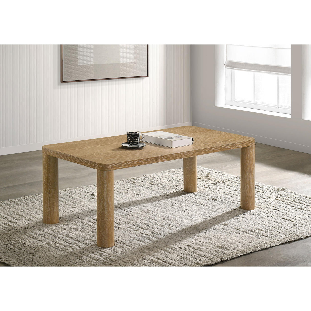 Coaster Furniture Castlewood 710868 Engineered Wood Coffee Table - Light Oak IMAGE 4