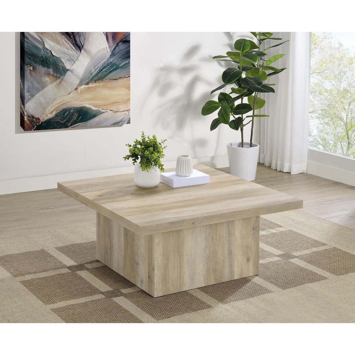 Coaster Furniture Devar 710878 Square Engineered Wood Coffee Table - Distressed Pine IMAGE 5