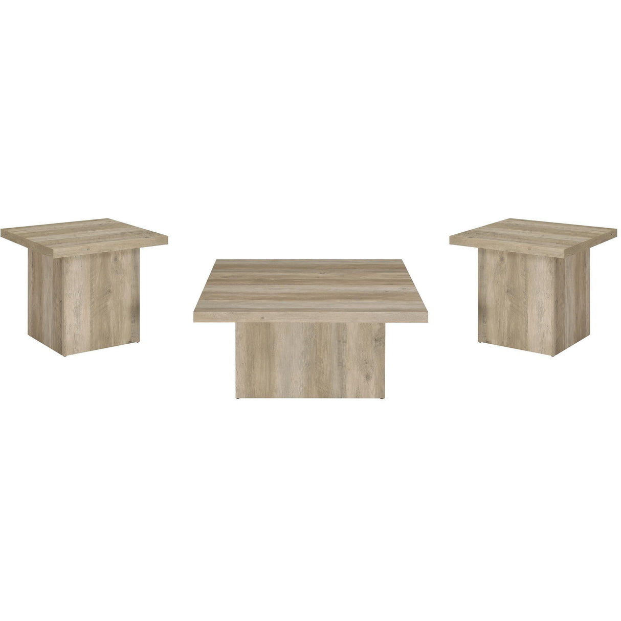 Coaster Furniture Devar 710878-S3 3-piece Square Coffee End Table Set - Distressed Pine IMAGE 1