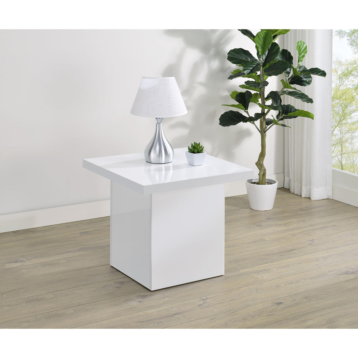 Coaster Furniture Devar 710897 Square Engineered Wood End Table - White High Gloss IMAGE 6