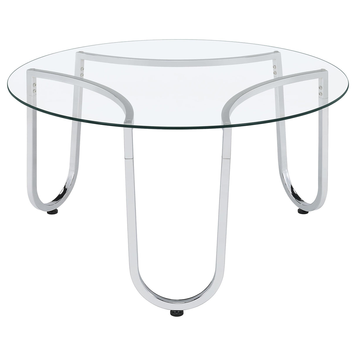 Coaster Furniture Beller 710908-S3 3-piece Round Tempered Glass Top Coffee Table Set - Chrome IMAGE 5