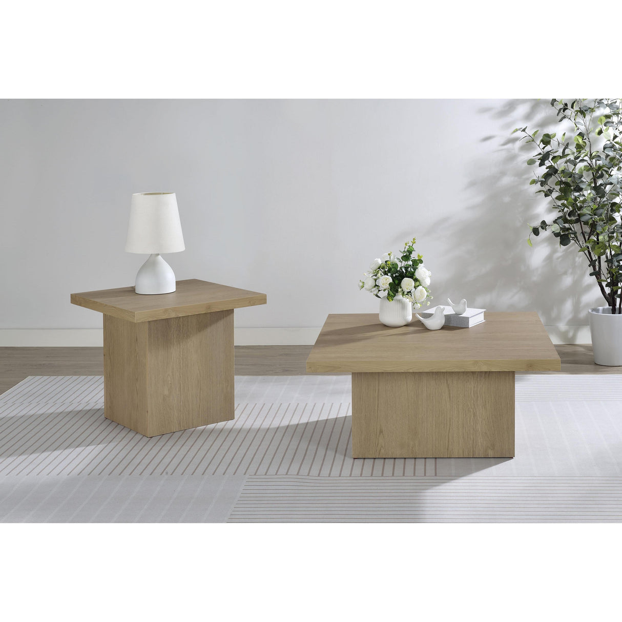 Coaster Furniture Devar 710918-S2 2-piece Square Cocktail Coffee End Table Set - Latte IMAGE 2