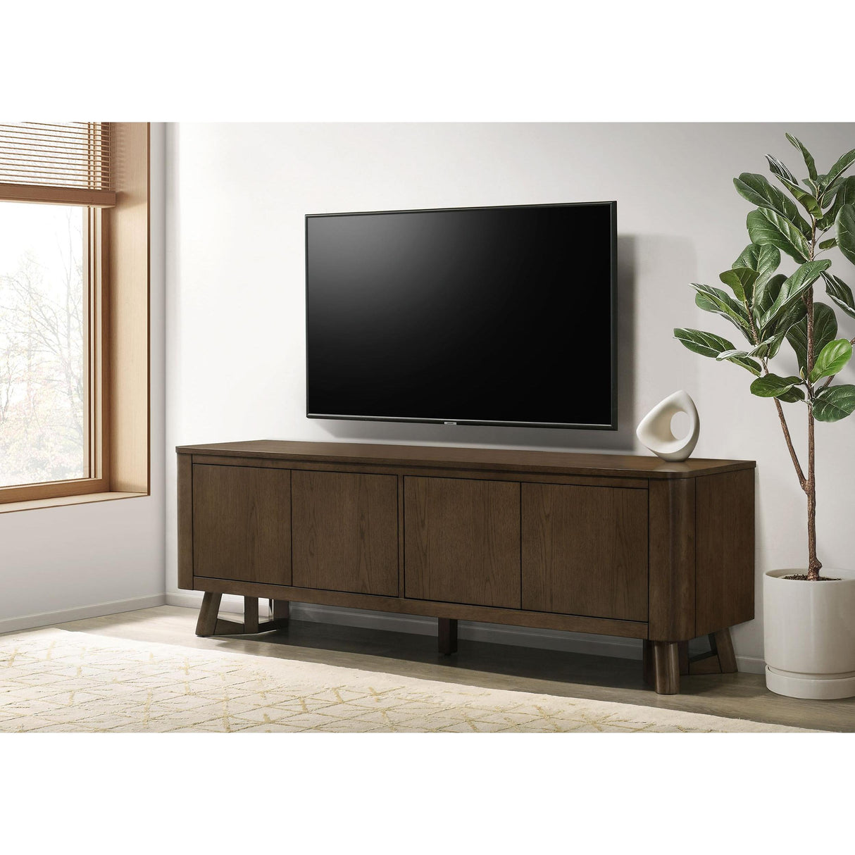 Coaster Furniture Trotter 720133 71-inch 4-Door Wood TV Stand Media Console - Brown IMAGE 2