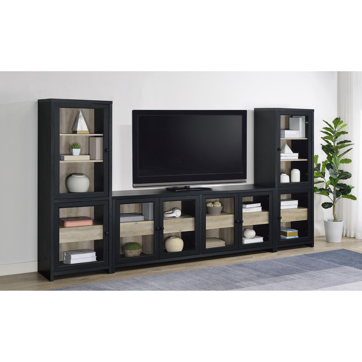 Coaster Furniture Denison 720223 79-inch 4-door TV Stand Media Console - Black IMAGE 12