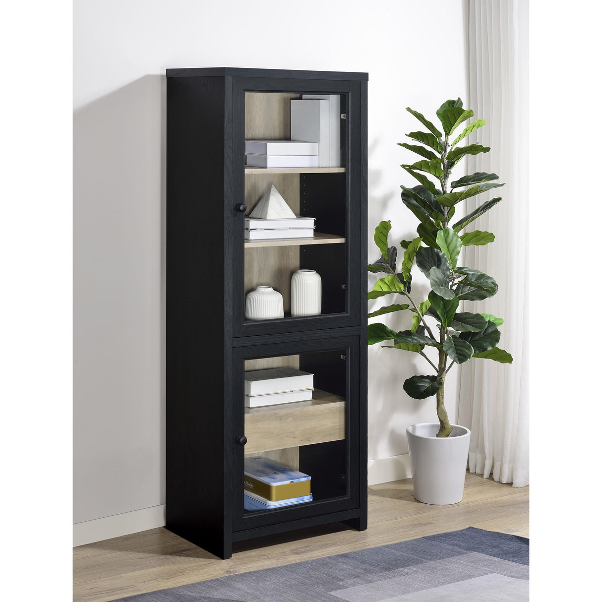 Coaster Furniture Denison 720224 67-inch 2-door Media Tower Storage Cabinet - Black IMAGE 5