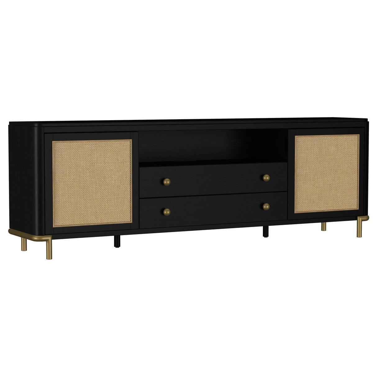 Coaster Furniture Arini 720263 Rattan Cane 2-door TV Stand Media Console - Black IMAGE 1