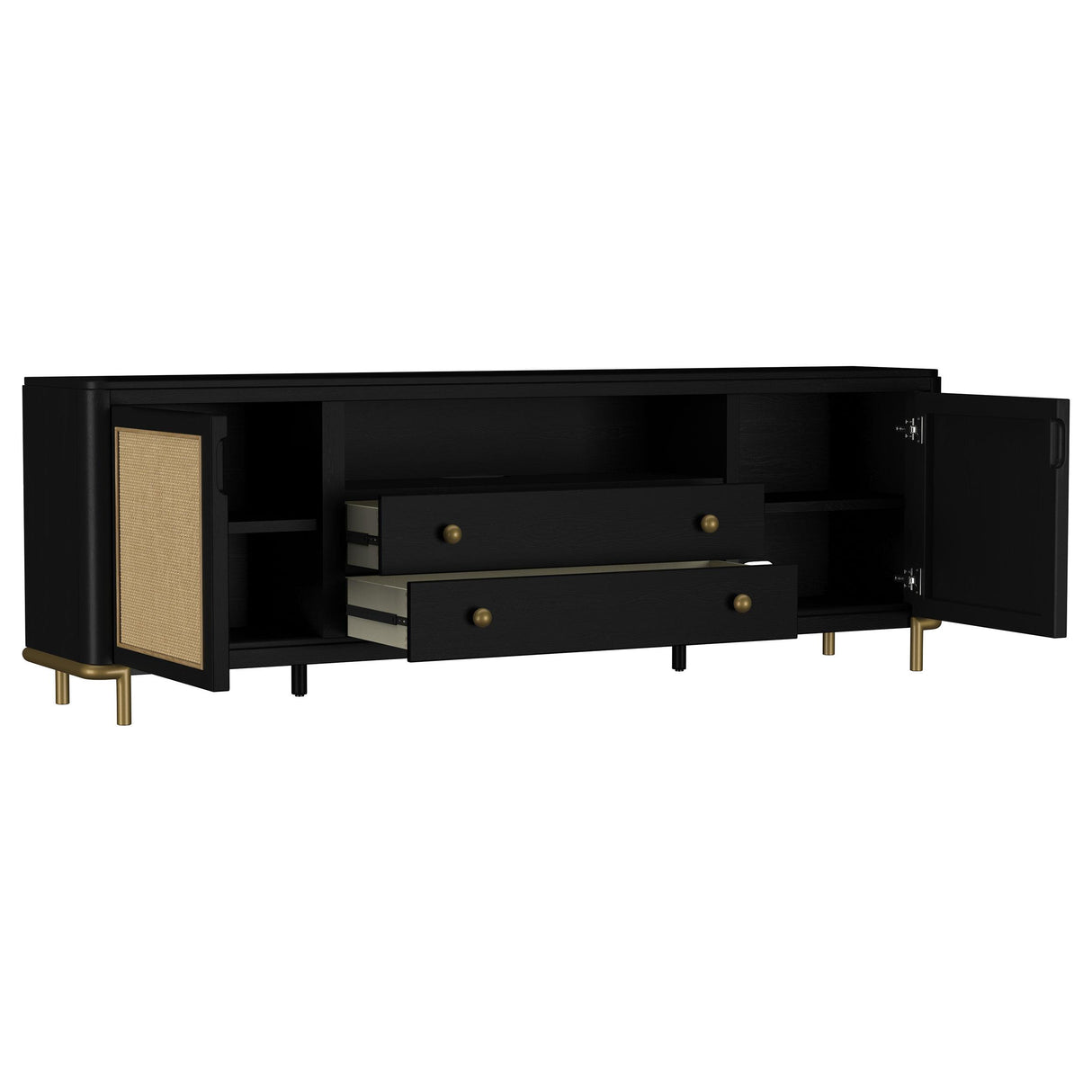 Coaster Furniture Arini 720263 Rattan Cane 2-door TV Stand Media Console - Black IMAGE 12