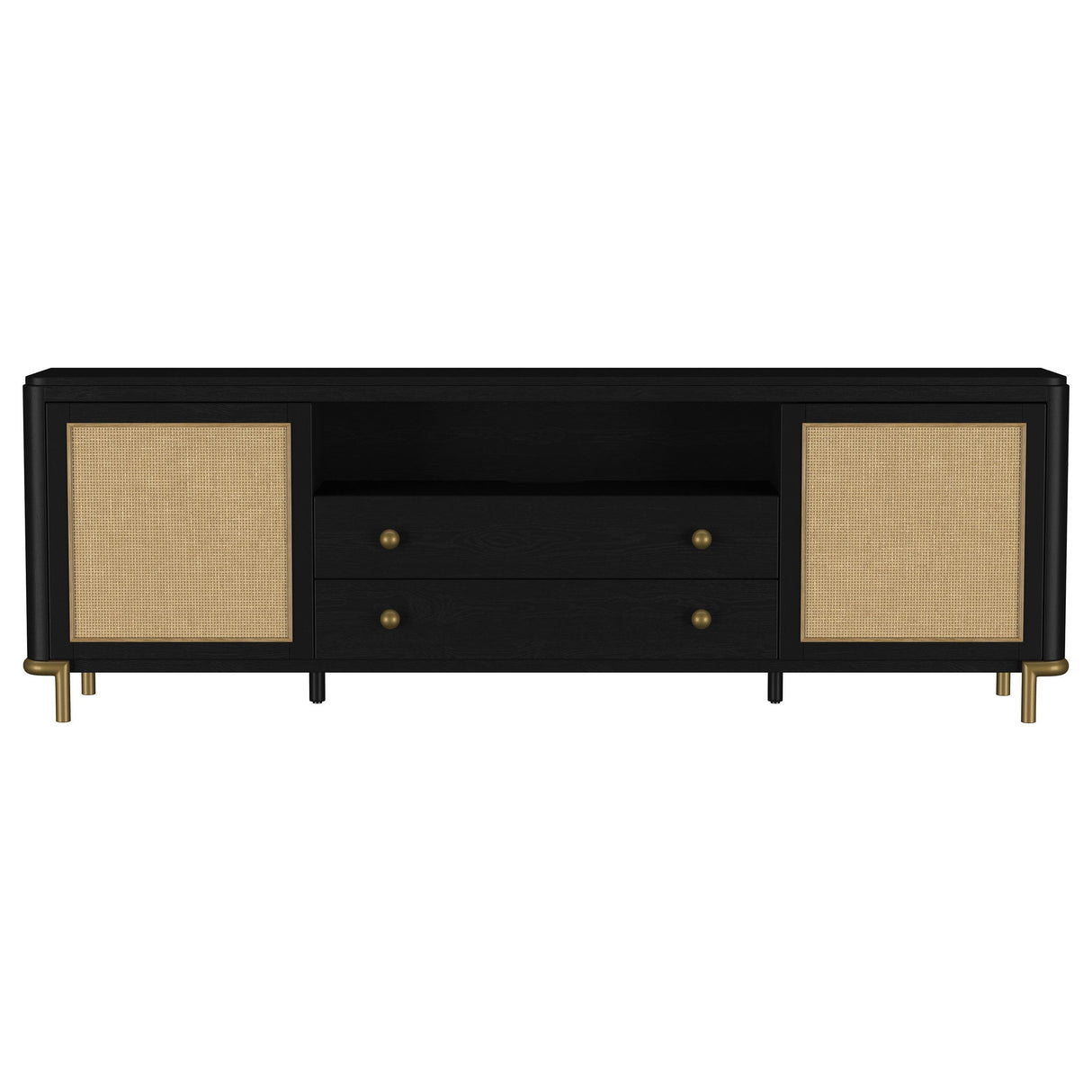 Coaster Furniture Arini 720263 Rattan Cane 2-door TV Stand Media Console - Black IMAGE 15