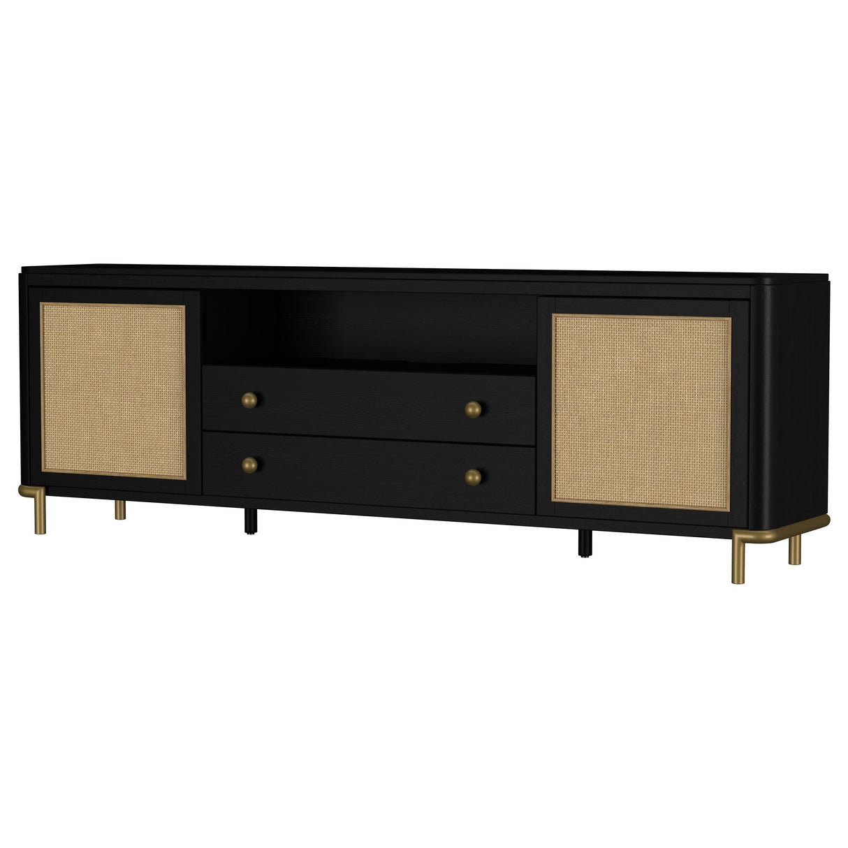 Coaster Furniture Arini 720263 Rattan Cane 2-door TV Stand Media Console - Black IMAGE 16