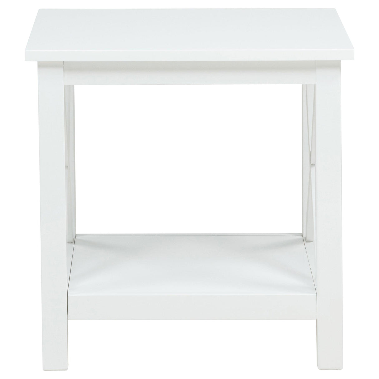 Coaster Furniture Skyview 722087 Square Pine Wood End Table with Shelf - White IMAGE 8