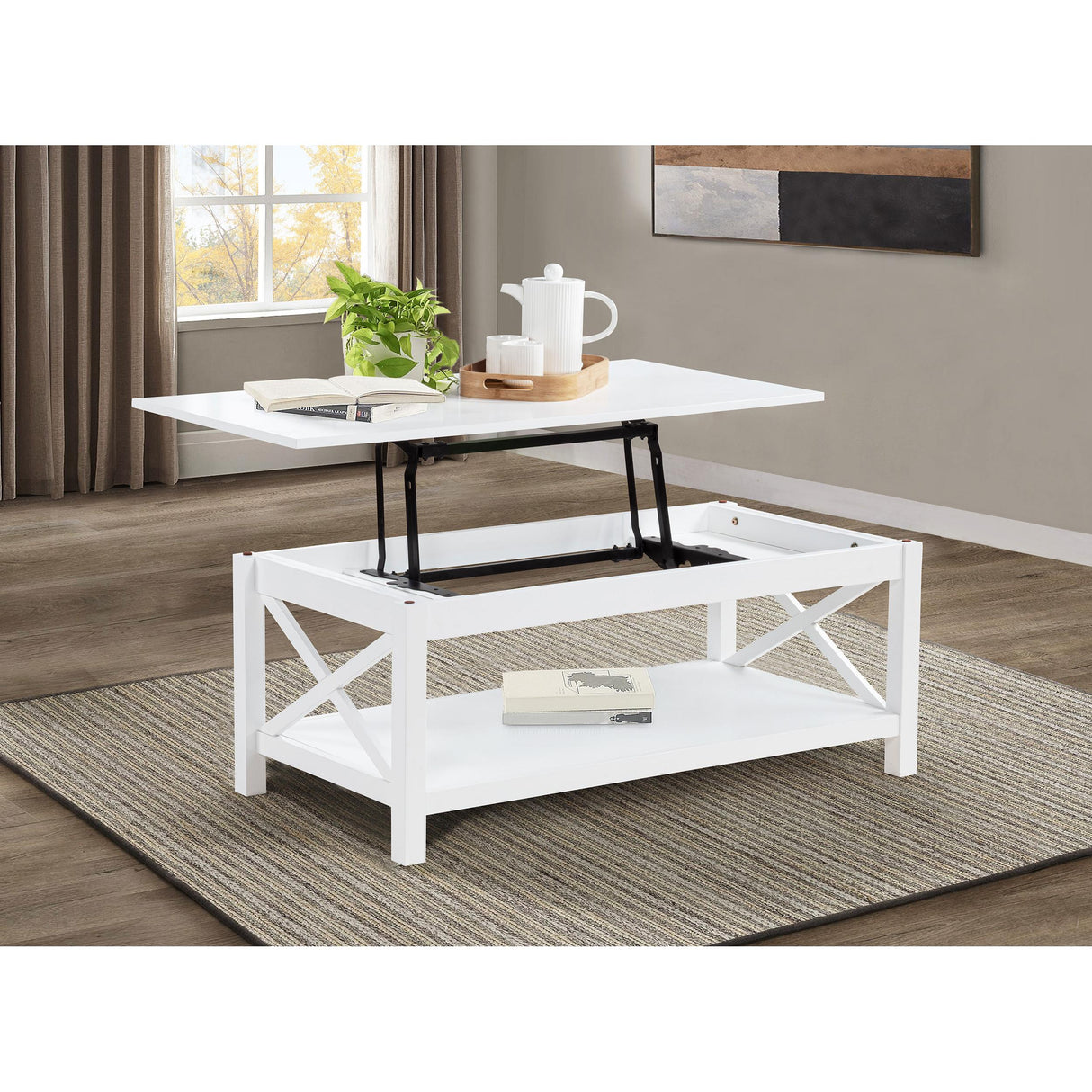 Coaster Furniture Skyview 722088 44-inch Rectangular Lift Top Coffee Table - White IMAGE 9