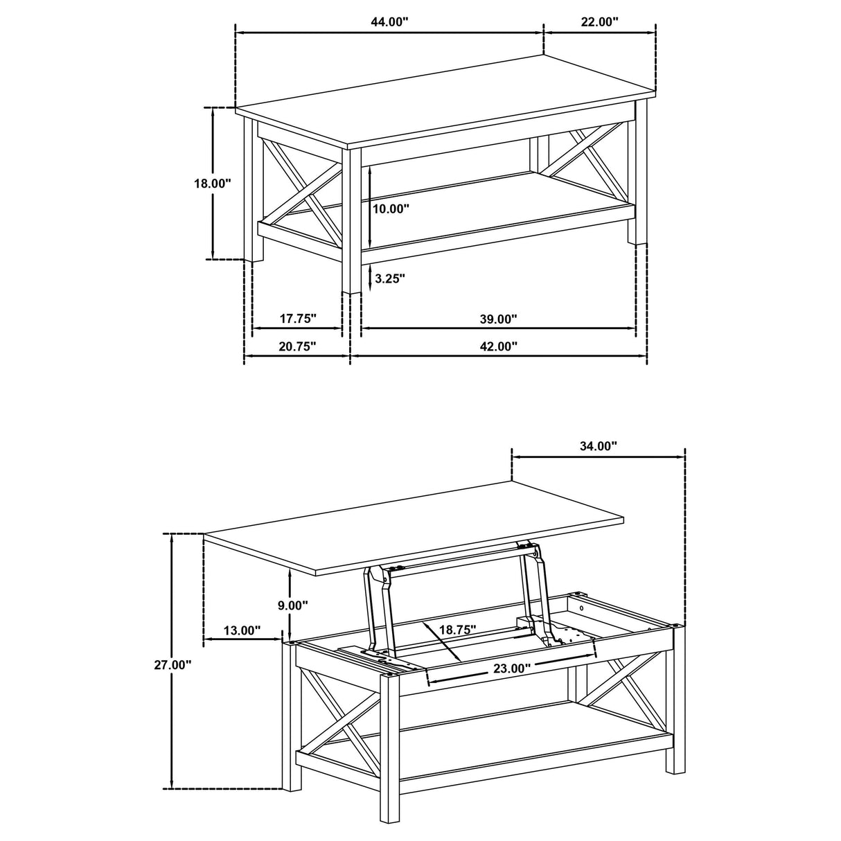 Coaster Furniture Skyview 722088-S2 2-piece Rectangular Lift Top Coffee Table Set - White IMAGE 15