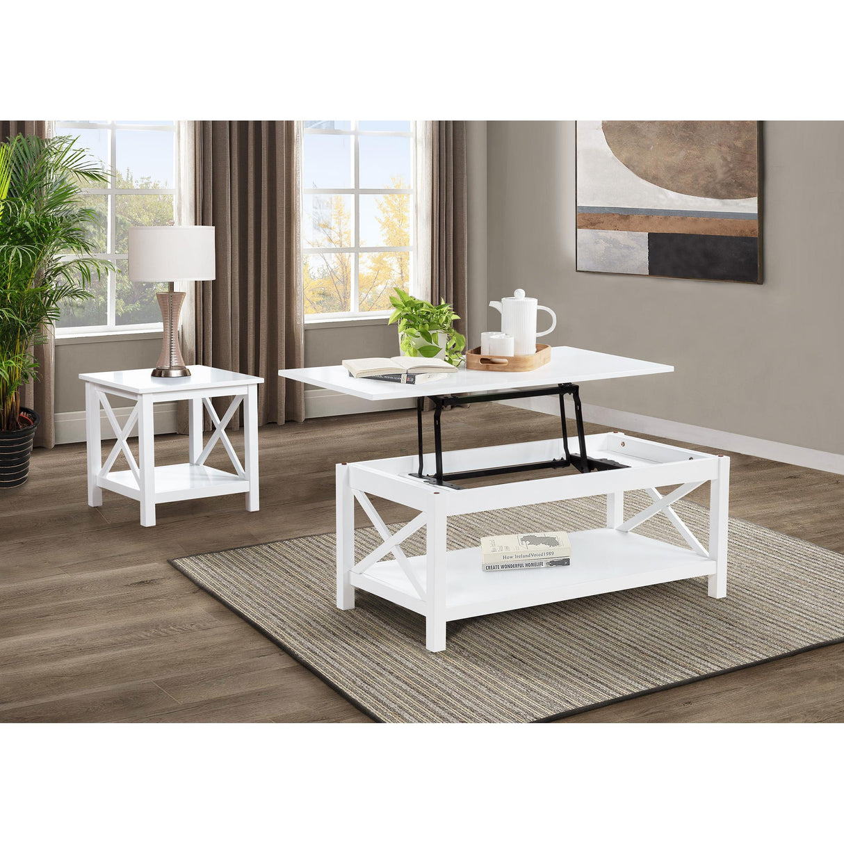 Coaster Furniture Skyview 722088-S2 2-piece Rectangular Lift Top Coffee Table Set - White IMAGE 5