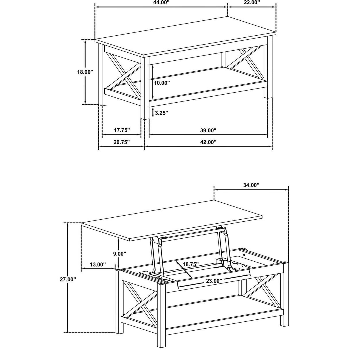 Coaster Furniture Skyview 722088-S3 3-piece Rectangular Lift Top Coffee Table Set - White IMAGE 14