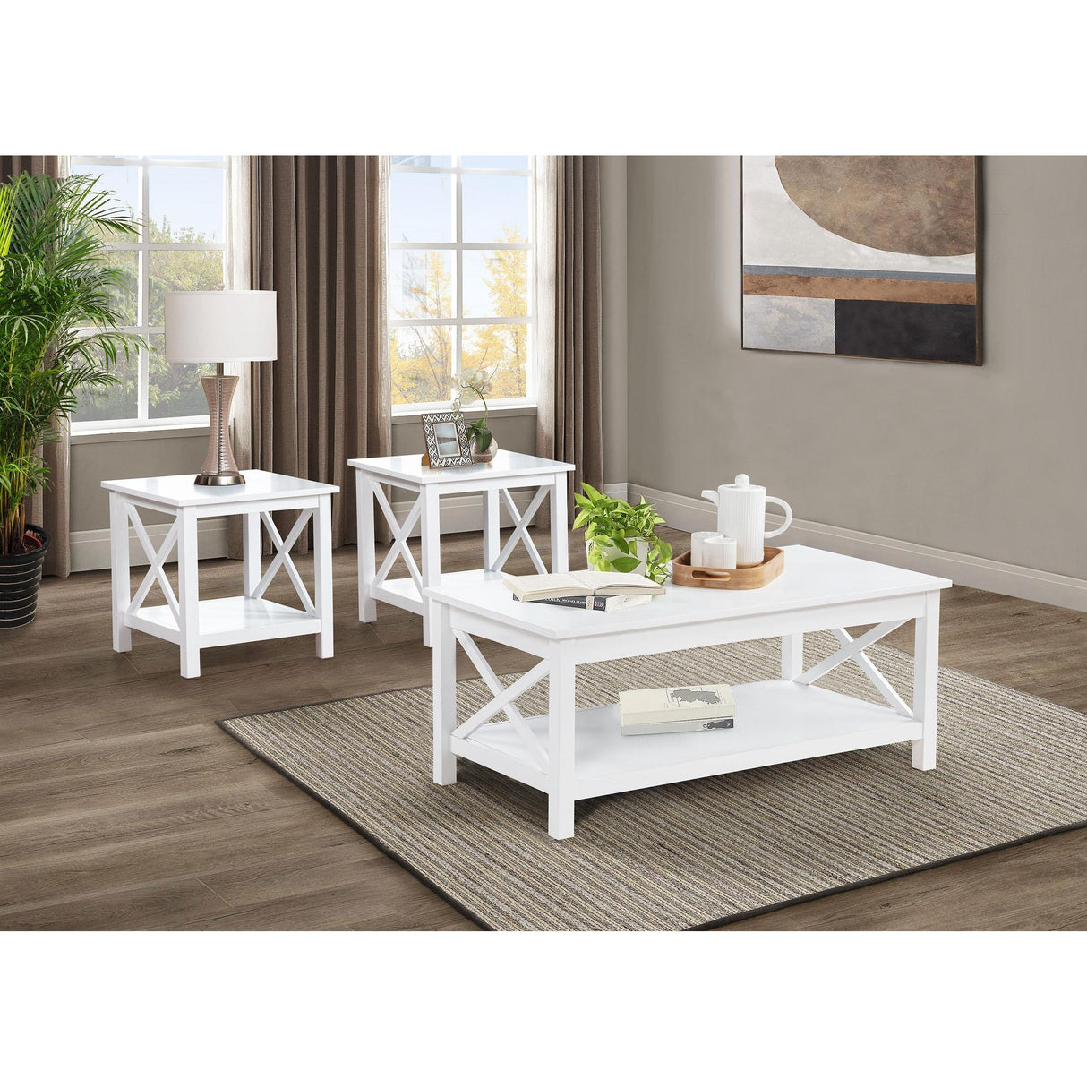 Coaster Furniture Skyview 722088-S3 3-piece Rectangular Lift Top Coffee Table Set - White IMAGE 2