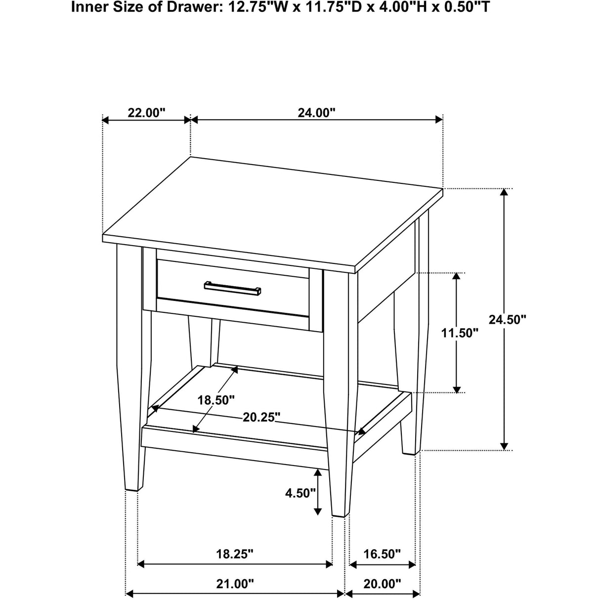 Coaster Furniture Lindenton 722727 1-drawer Wood Occasional End Table - Black IMAGE 13
