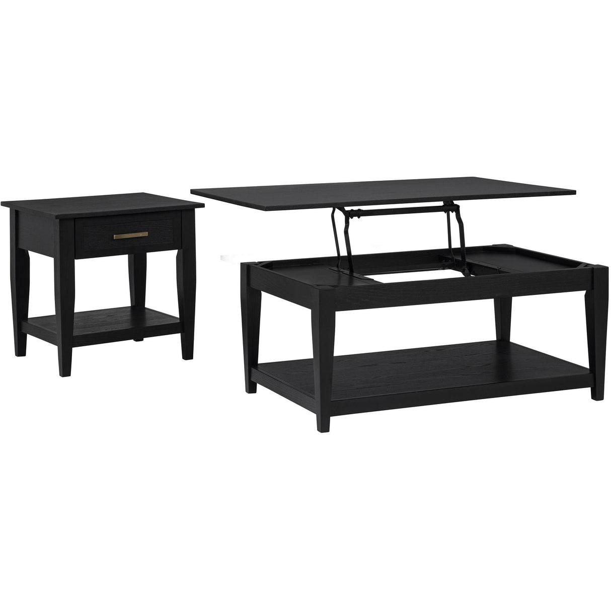 Coaster Furniture Lindenton 722728-S2 2-piece Wood Lift-Top Coffee and End Table Set - Black IMAGE 4