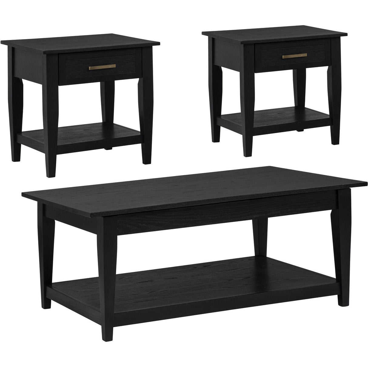 Coaster Furniture Lindenton 722728-S3 3-piece Wood Lift-Top Coffee and End Table Set - Black IMAGE 1