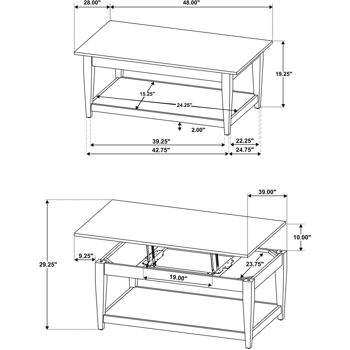Coaster Furniture Lindenton 722728-S3 3-piece Wood Lift-Top Coffee and End Table Set - Black IMAGE 14
