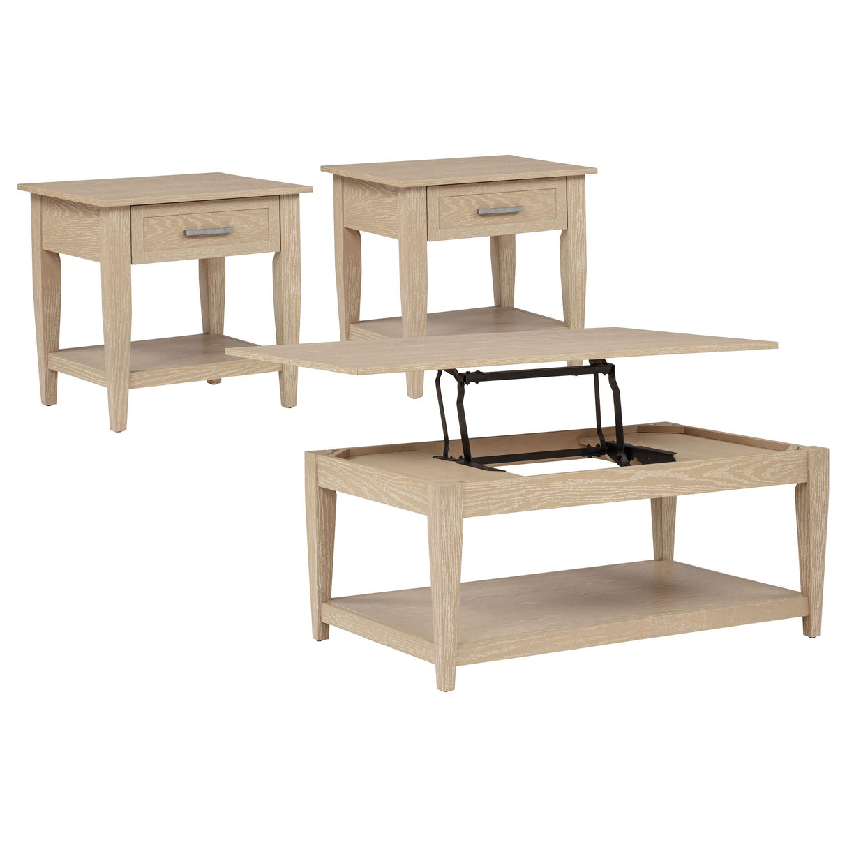 Coaster Furniture Lindenton 722758-S3 3-piece Wood Lift-Top Coffee and End Table Set - Blonde IMAGE 2