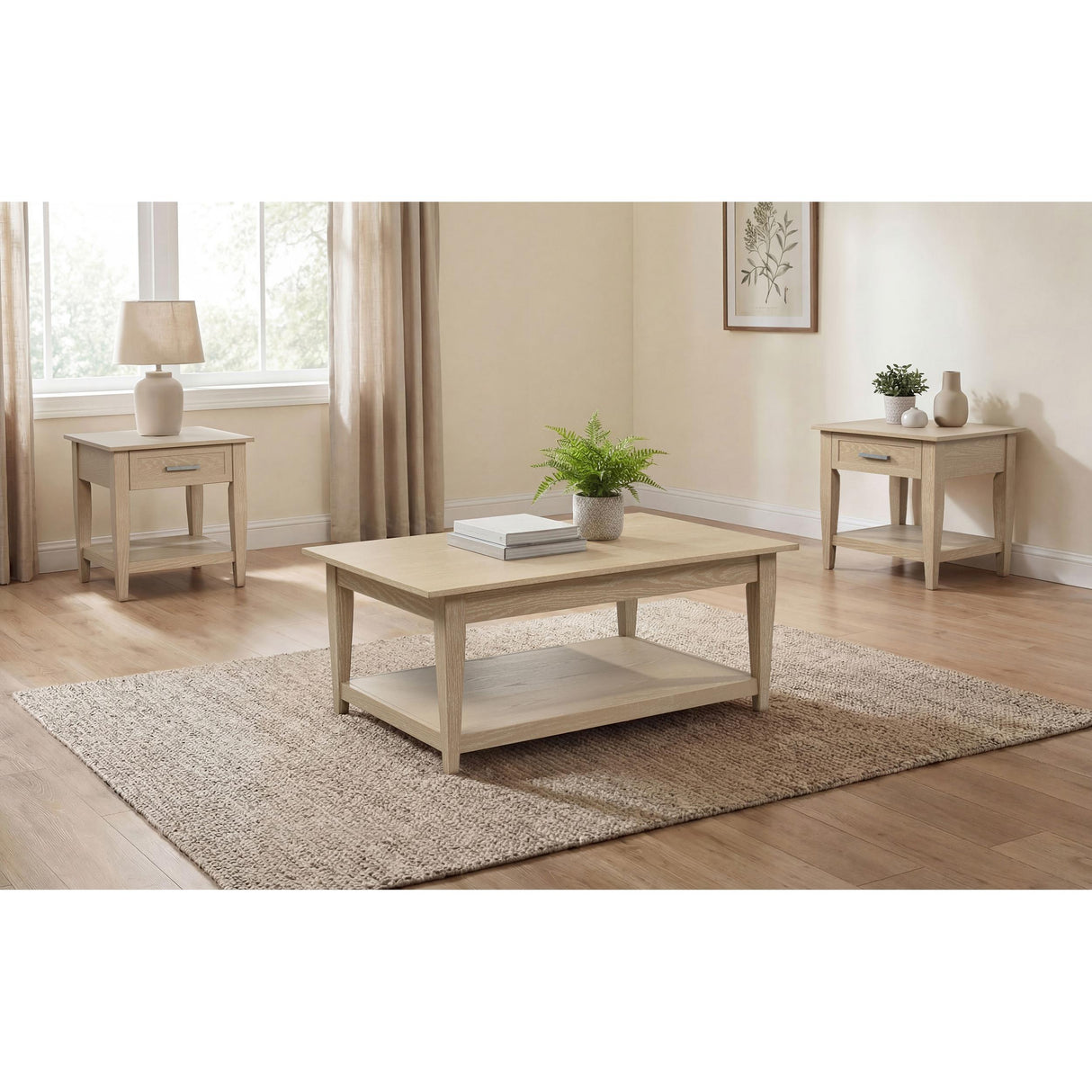 Coaster Furniture Lindenton 722758-S3 3-piece Wood Lift-Top Coffee and End Table Set - Blonde IMAGE 4