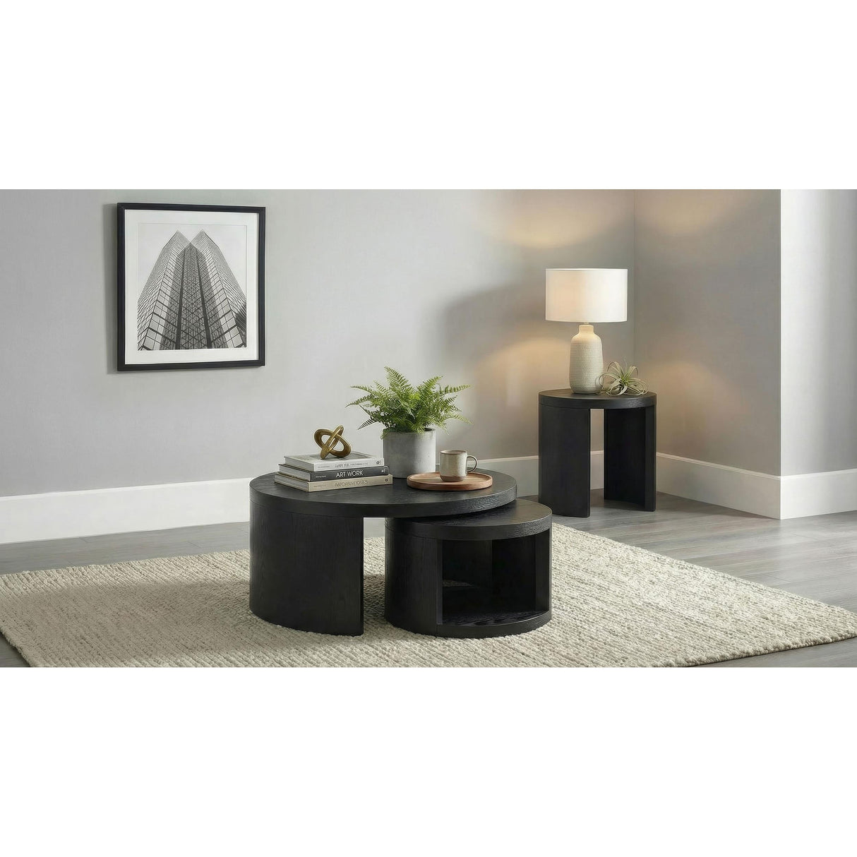Coaster Furniture Sweeney 722820 2-piece Round Wood Occasional Nesting Table Set - Black IMAGE 7