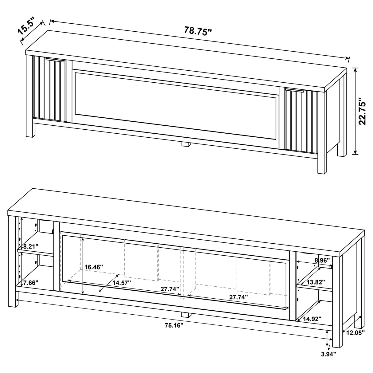 Coaster Furniture Carey 722823 79-inch TV Stand Fireplace Media Console - Dark Pine IMAGE 14