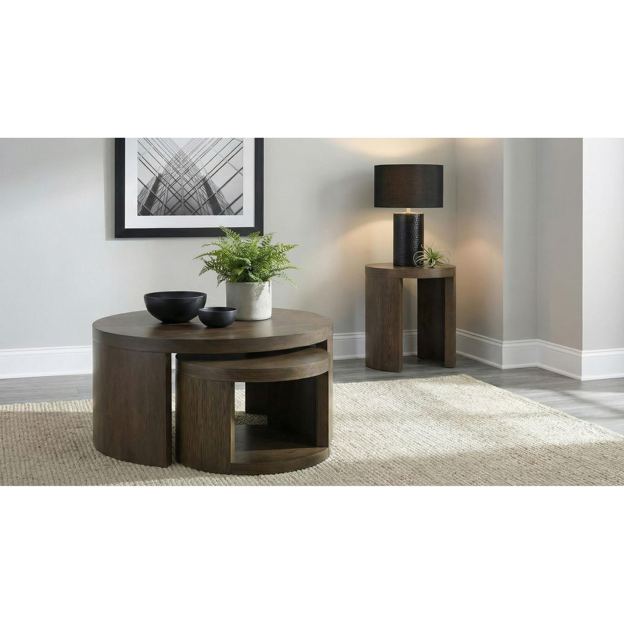 Coaster Furniture Sweeney 722830 2-piece Round Wood Occasional Nesting Table Set - Dark Walnut IMAGE 7