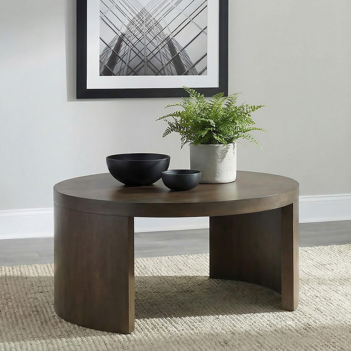 Coaster Furniture Sweeney 722838 39-inch Round Wood Occasional Coffee Table - Dark Walnut IMAGE 4