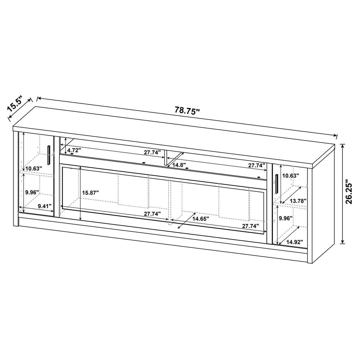 Coaster Furniture Eddy 722843 79-inch 2-door TV Stand Fireplace Media Console - Mango IMAGE 15