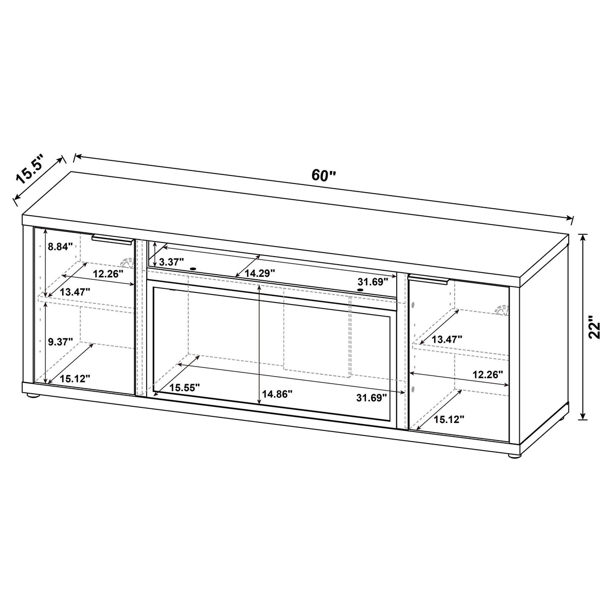 Coaster Furniture Fuller 722852 60-inch 2-door TV Stand Fireplace Media Console - Mango IMAGE 14