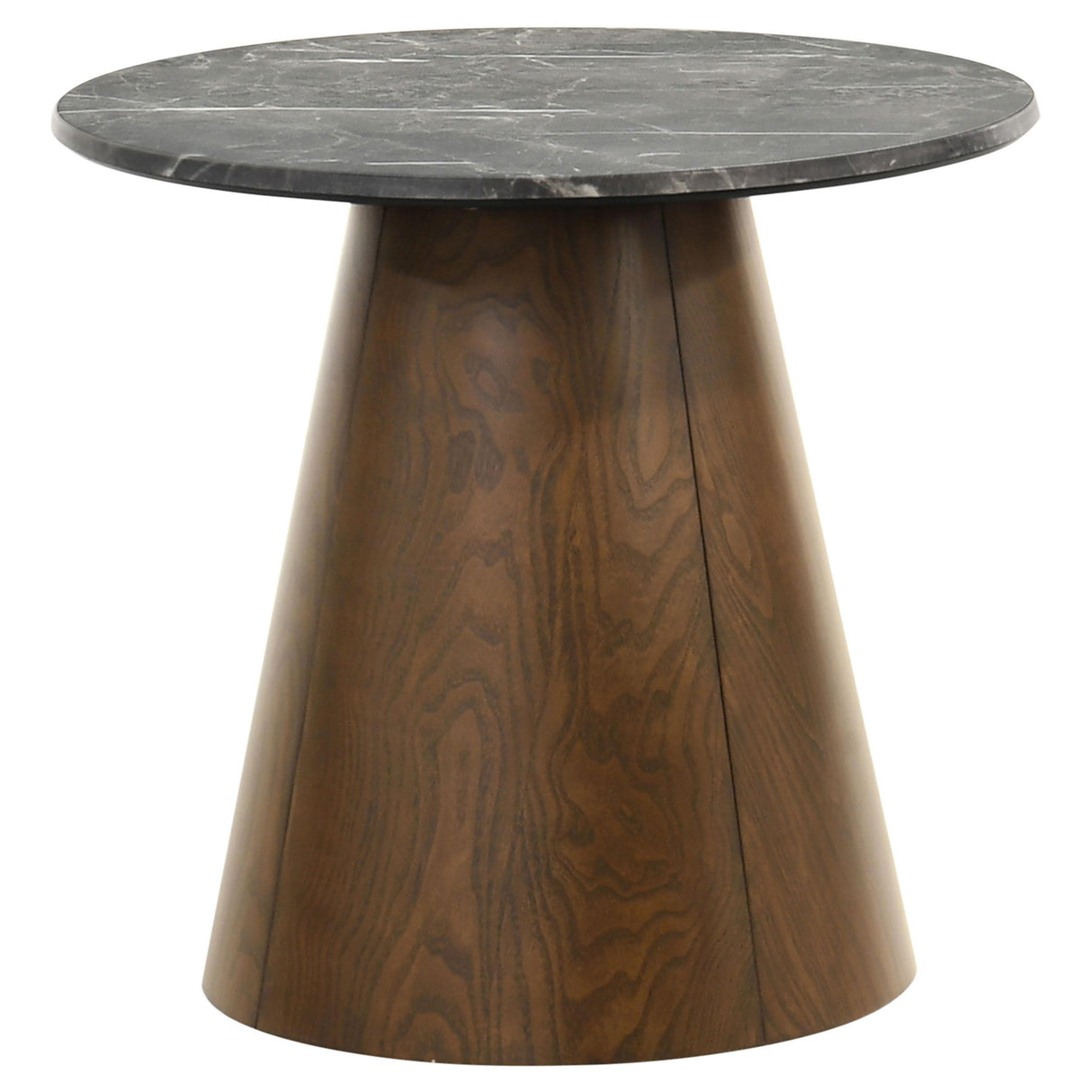 Coaster Furniture Franklin 722977 Round Wood Pedestal End Table - Grey/Dark Brown IMAGE 1