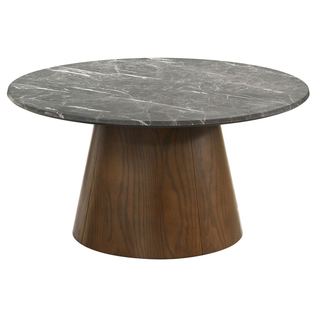 Coaster Furniture Franklin 722978-S2 2-piece Round Pedestal Coffee Table Set - Grey/Dark Brown IMAGE 4