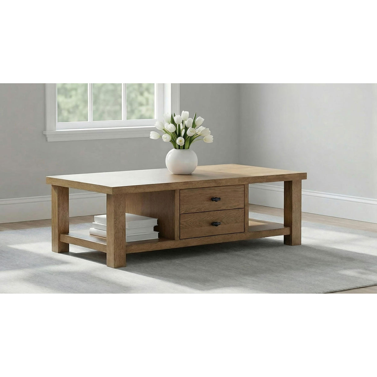 Coaster Furniture Beasley 723328 2-Drawer Wood Coffee Table - Golden Oak IMAGE 4