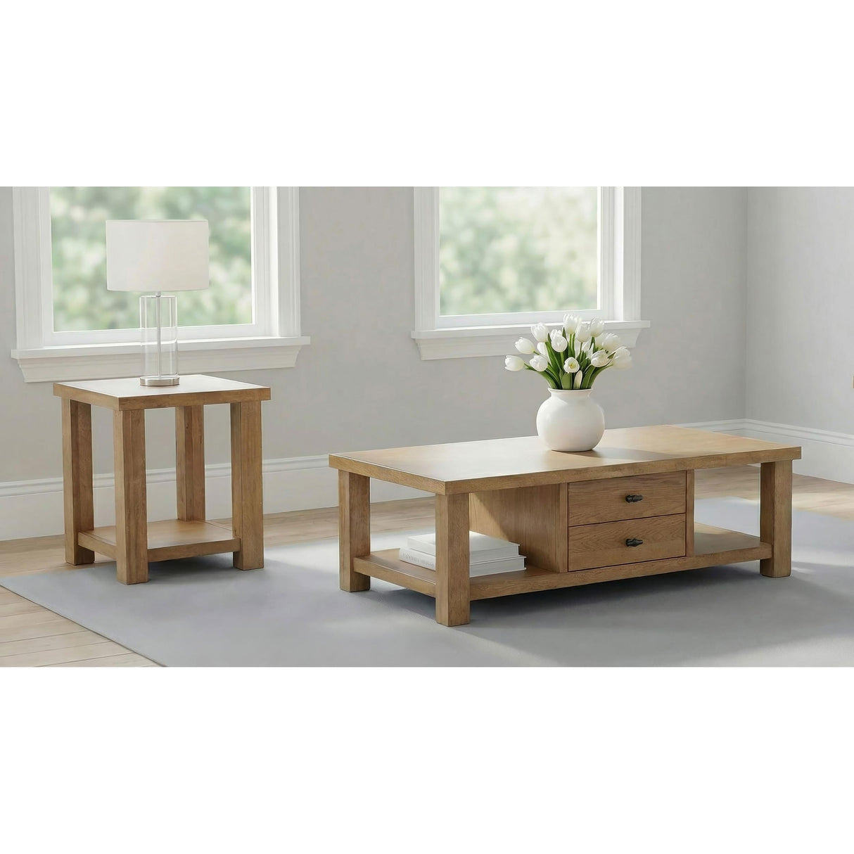 Coaster Furniture Beasley 723328-S2 2-Piece Wood Coffee Table Set - Golden Oak IMAGE 2