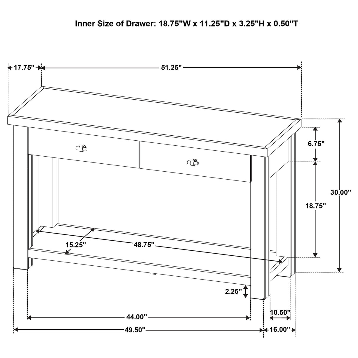 Coaster Furniture Beasley 723329 2-Drawer Wood Console Table - Golden Oak IMAGE 9