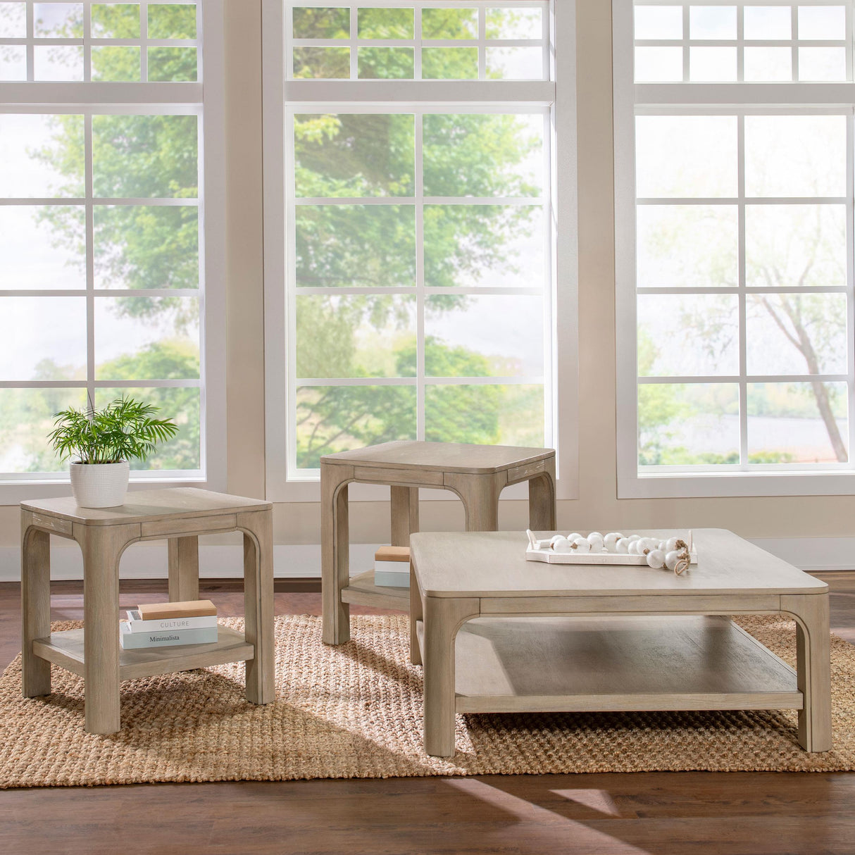 Coaster Furniture Solano 723488-S3 3-piece Square Coffee Table Set - Weathered Mango IMAGE 2