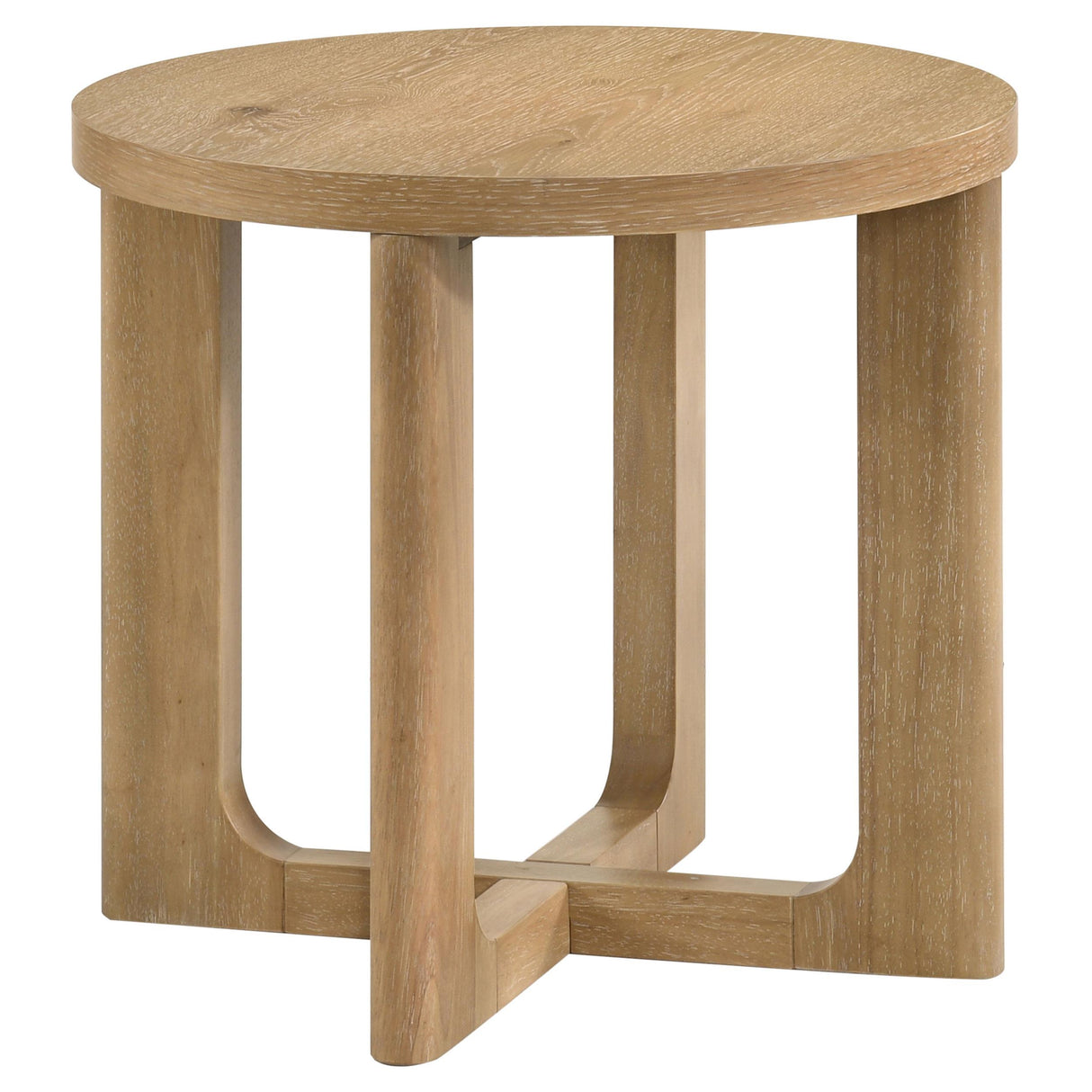 Coaster Furniture Kessler 735987 Round Sculptural Wood End Table - Light Oak IMAGE 2