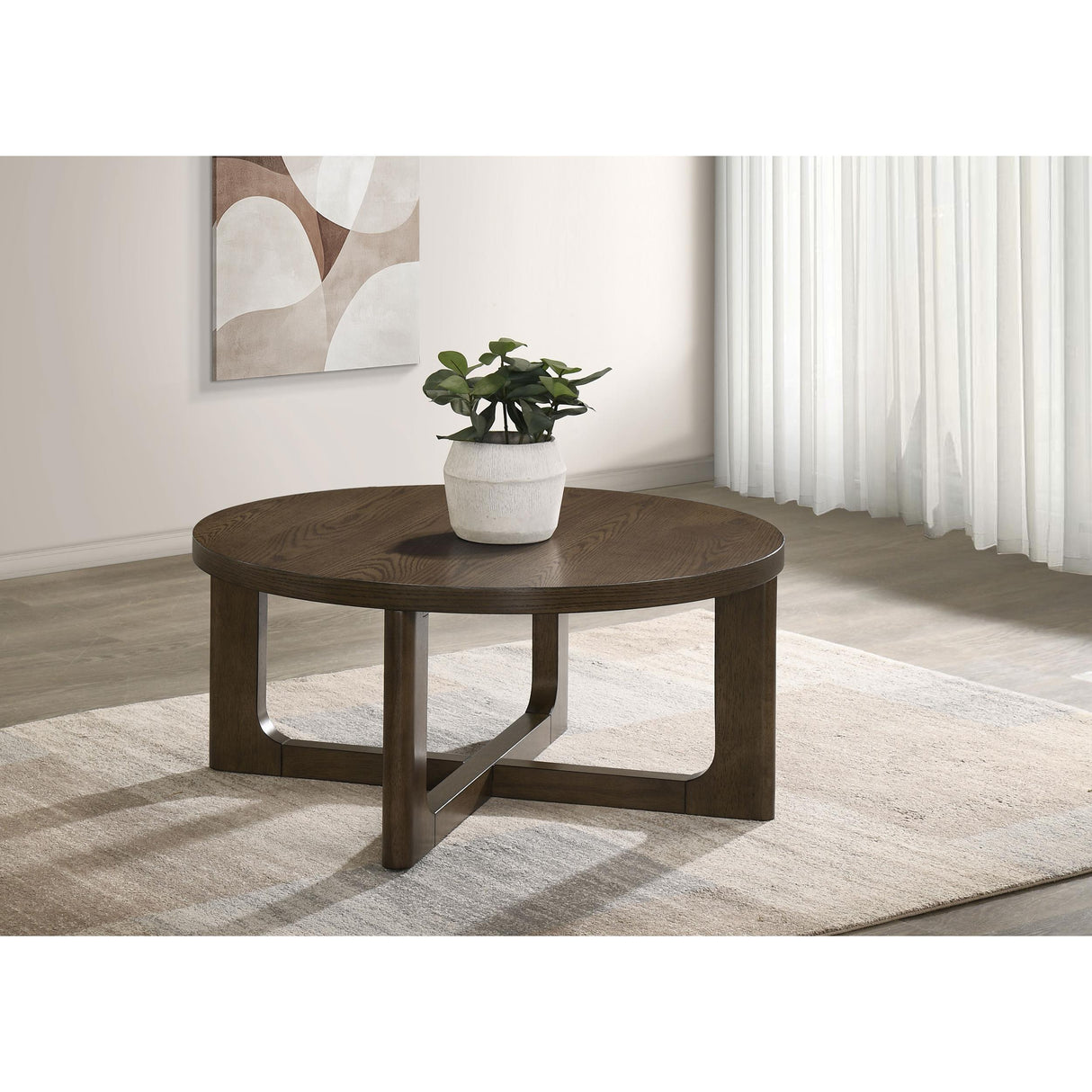 Coaster Furniture Kessler 735998 Round Sculptural Wood Coffee Table - Brown IMAGE 6