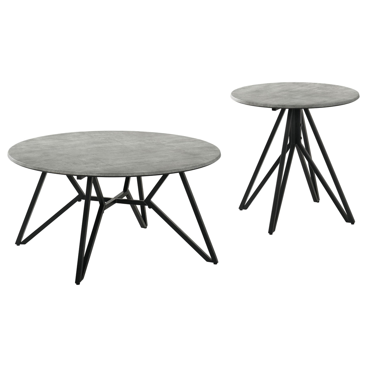 Coaster Furniture Hadi 736178-S2 2-piece Round SmartTop Coffee and End Table Set - Cement IMAGE 1