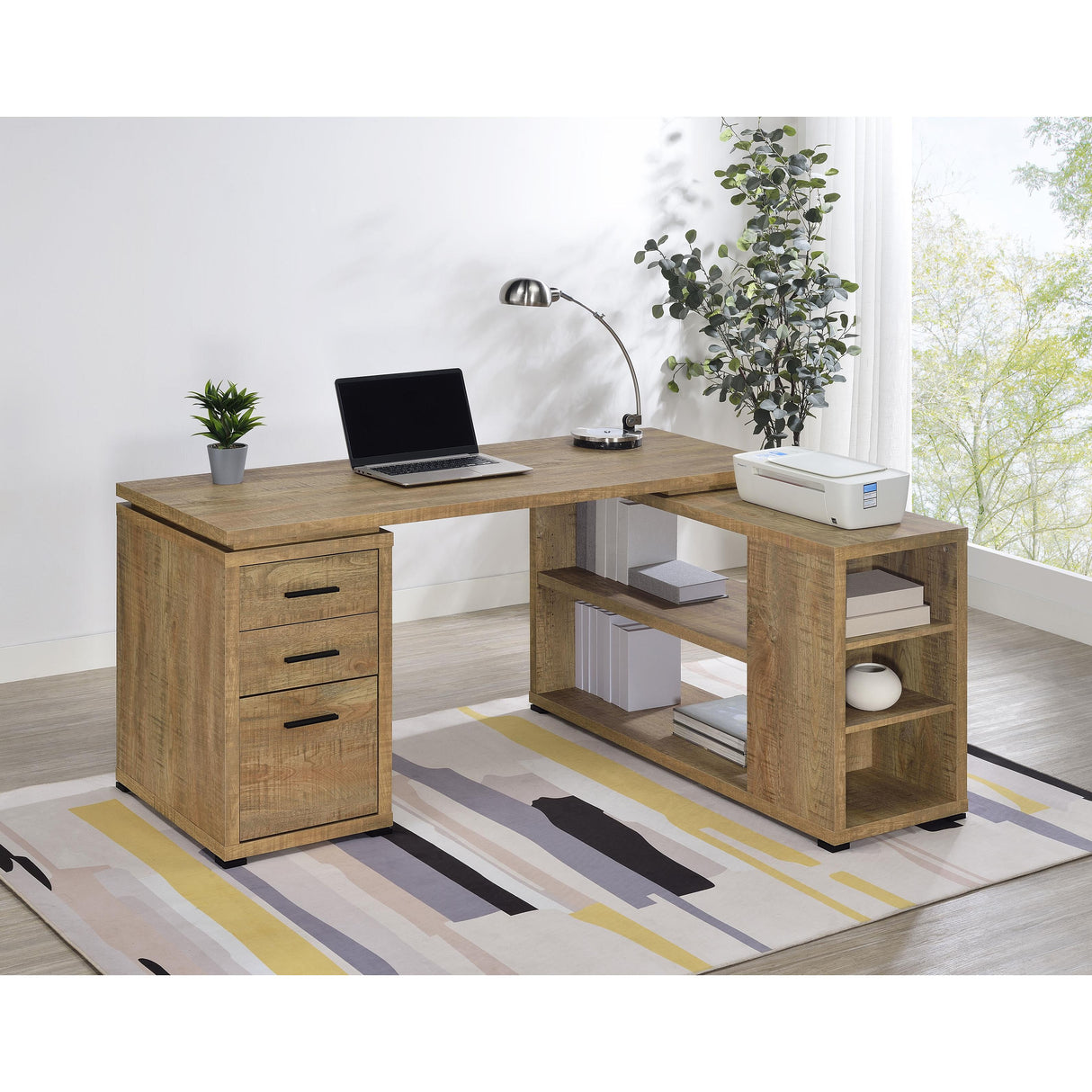 Coaster Furniture Yvette 800786 60-inch 3-drawer L-Shape Computer Desk - Mango IMAGE 2
