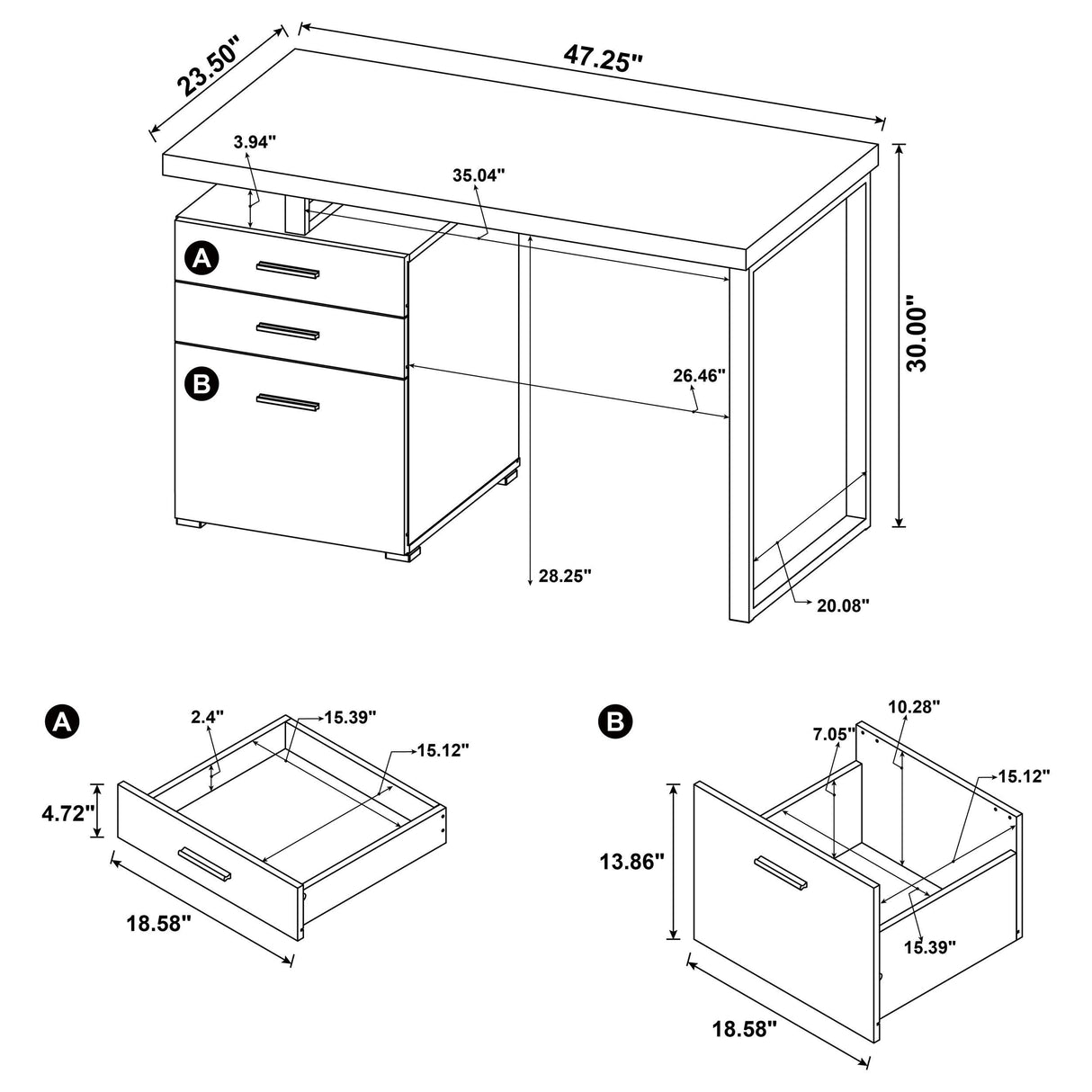 Coaster Furniture Brennan 800787 47-inch 3-drawer Office Computer Desk - Mango IMAGE 11