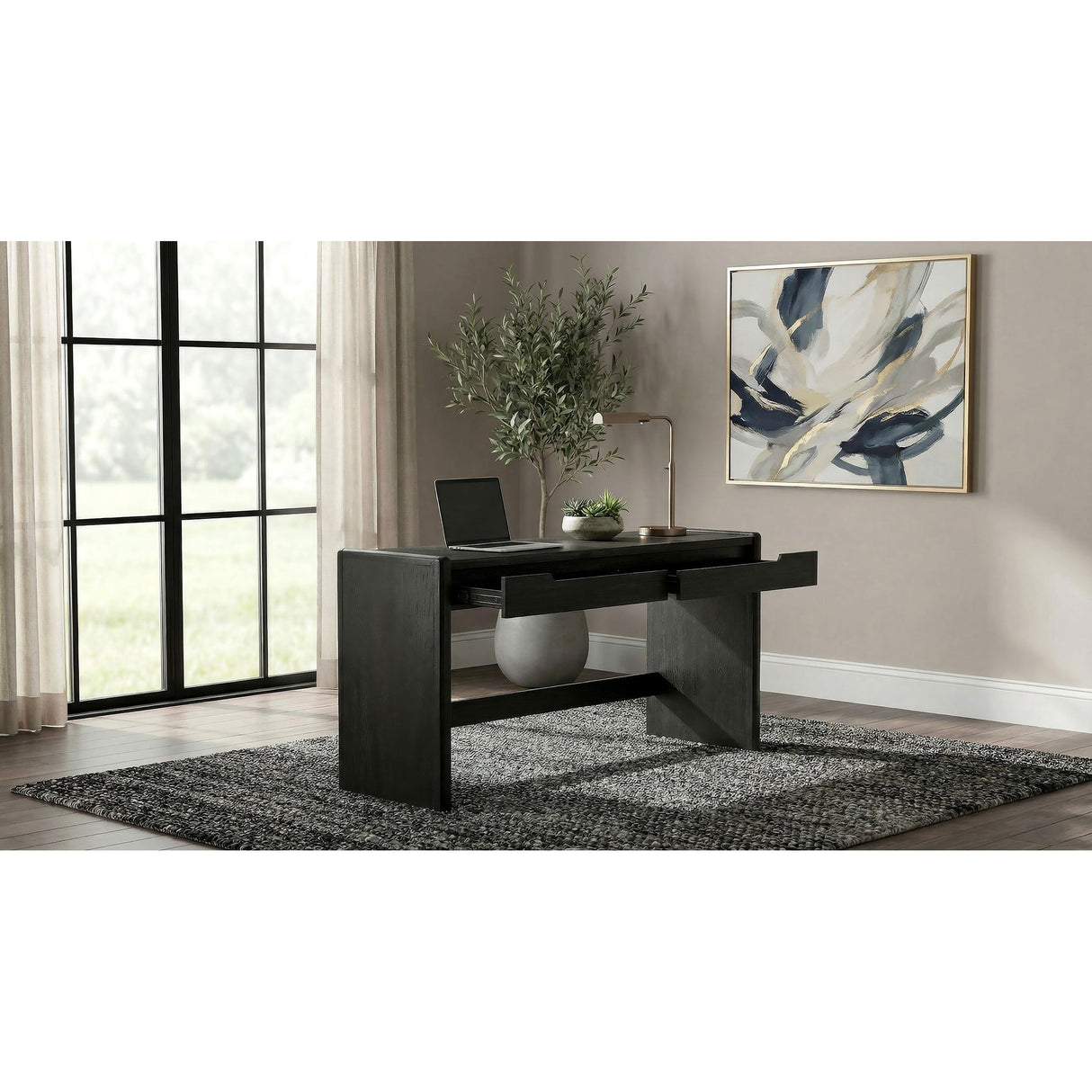 Coaster Furniture Leandro 800790 2-drawer Home Office Writing Desk - Burnished Black IMAGE 7