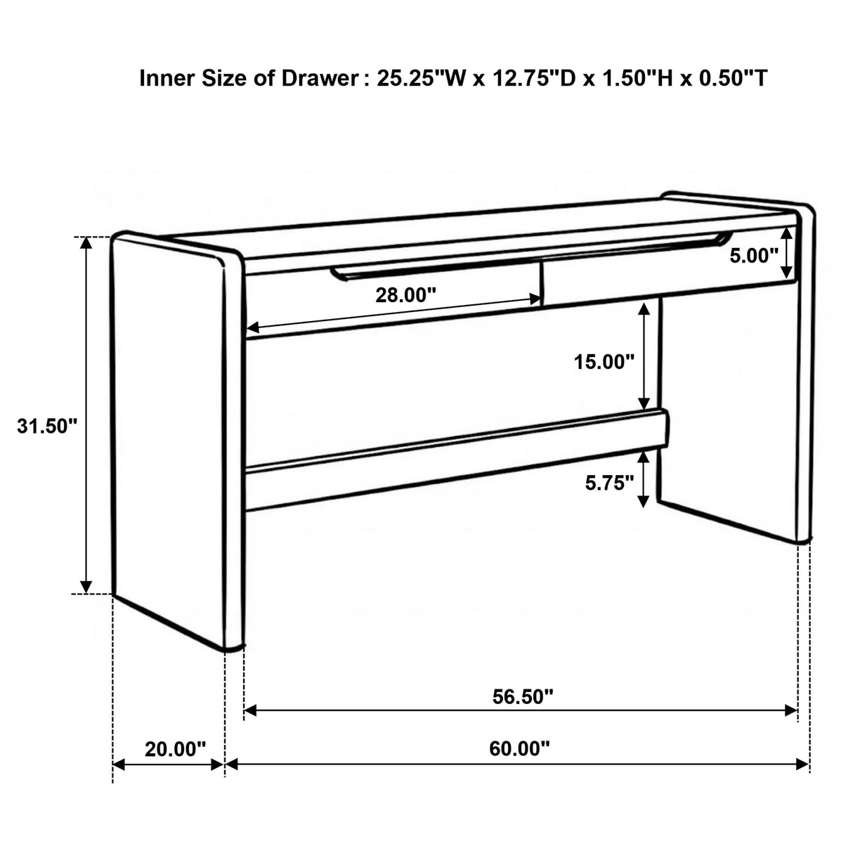 Coaster Furniture Leandro 800790 2-drawer Home Office Writing Desk - Burnished Black IMAGE 9