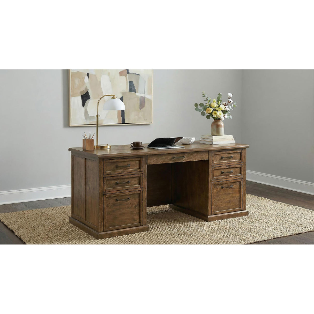 Coaster Furniture Altidore 800795 68-inch 7-drawer Executive Home Office Desk - Distressed Brown IMAGE 2