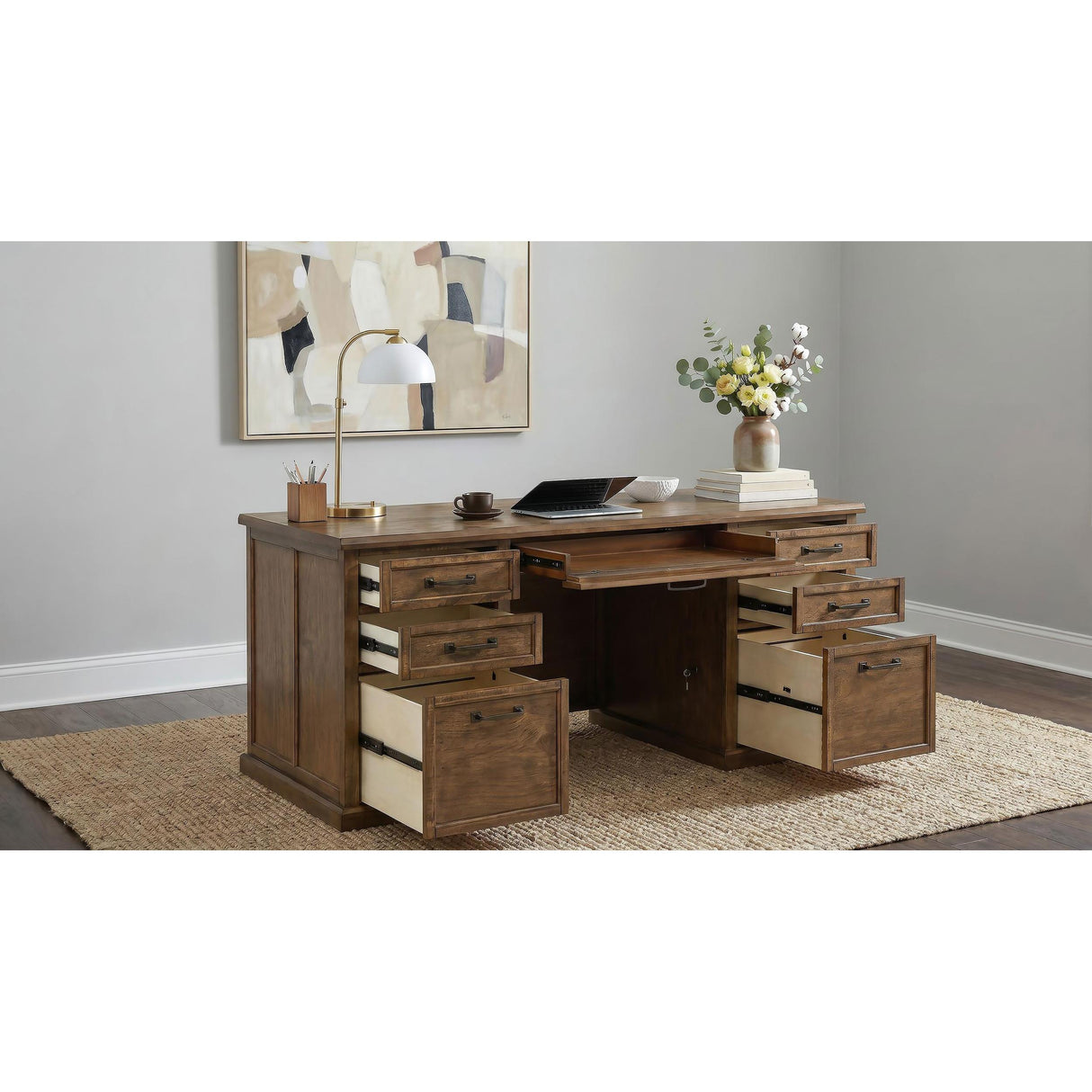 Coaster Furniture Altidore 800795 68-inch 7-drawer Executive Home Office Desk - Distressed Brown IMAGE 3
